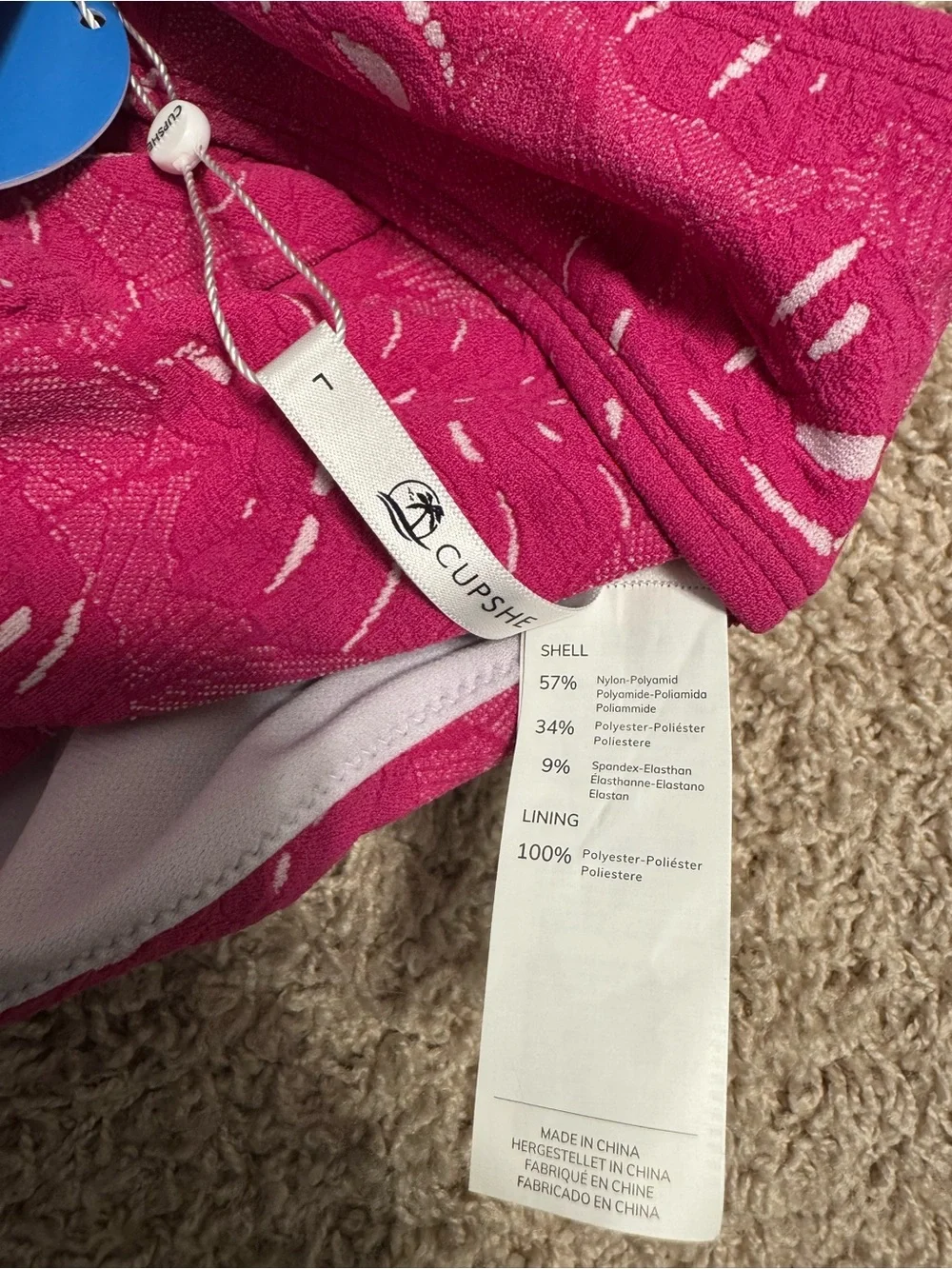 Fuchsia Textured Two-Piece Bikini Set Size Large Cupshe NWT